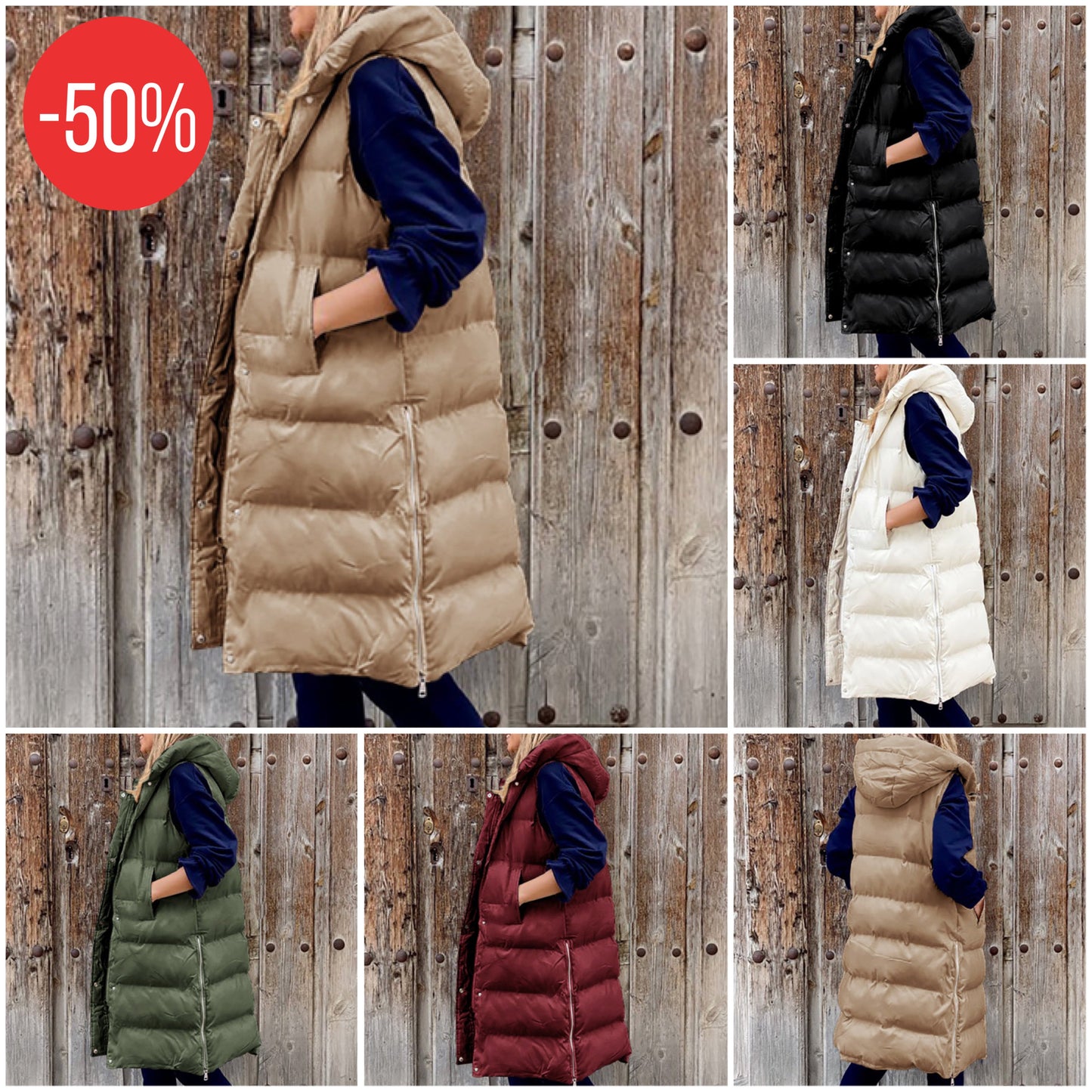 "Lola" Casual Winter Vest with Hood