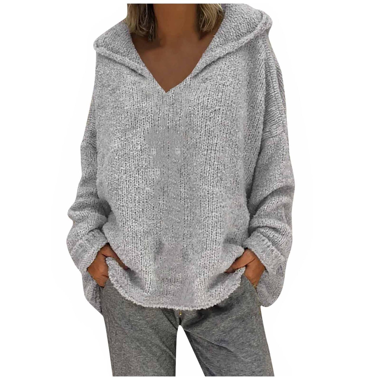 "Valeria" Casual Knit Hoodie