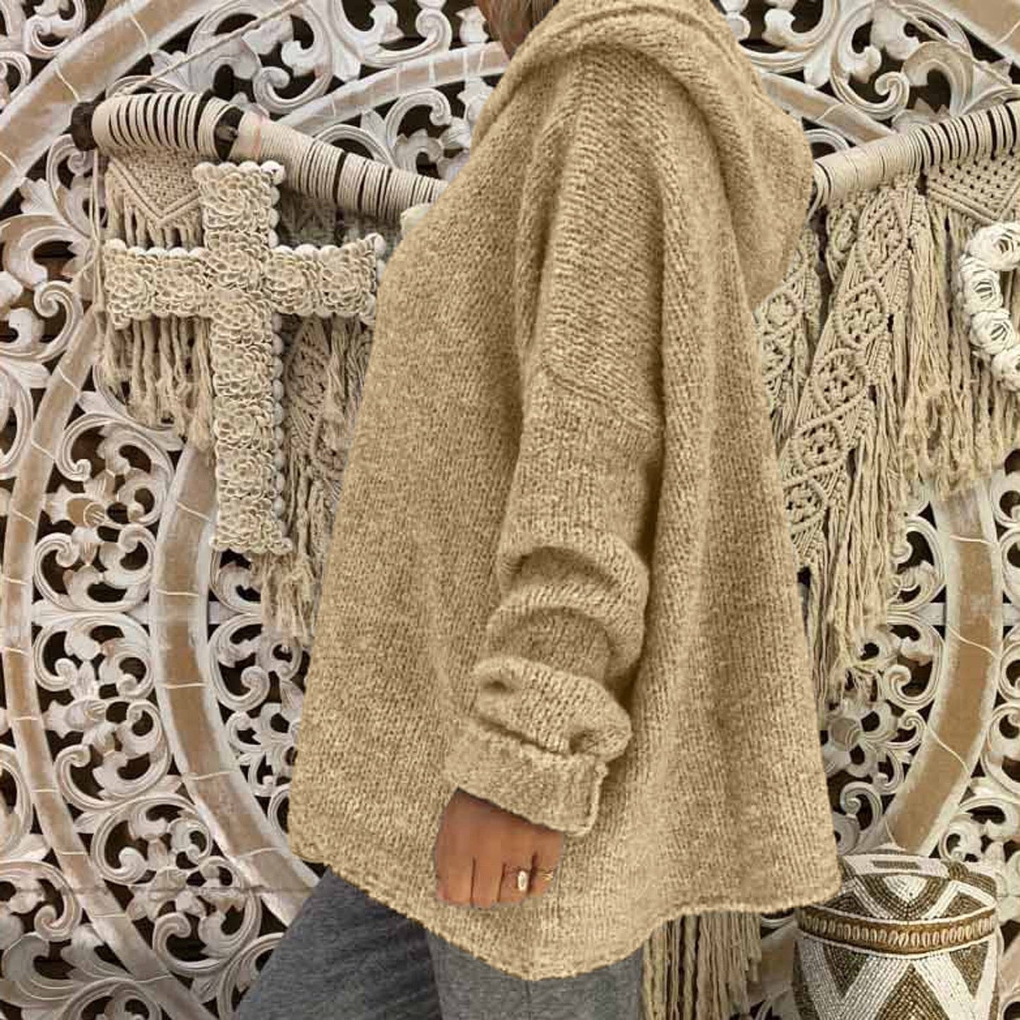 "Valeria" Casual Knit Hoodie