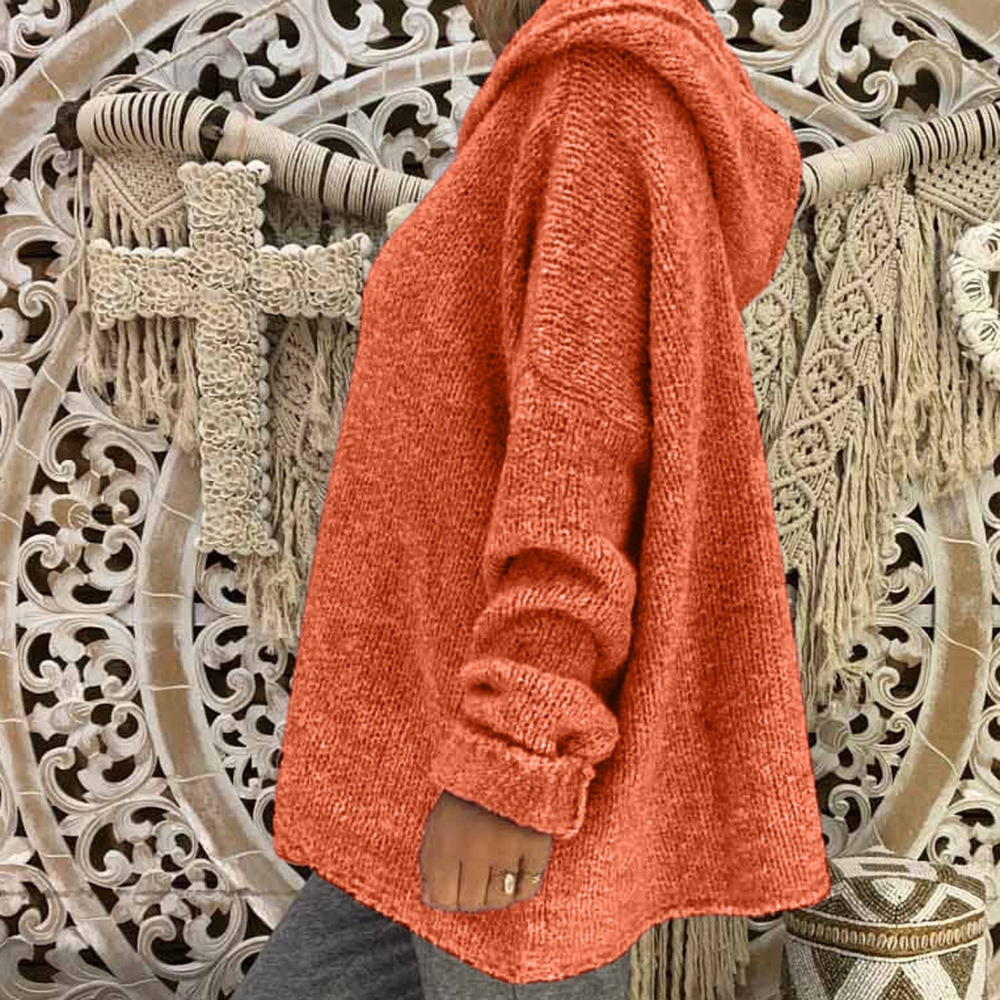 "Valeria" Casual Knit Hoodie