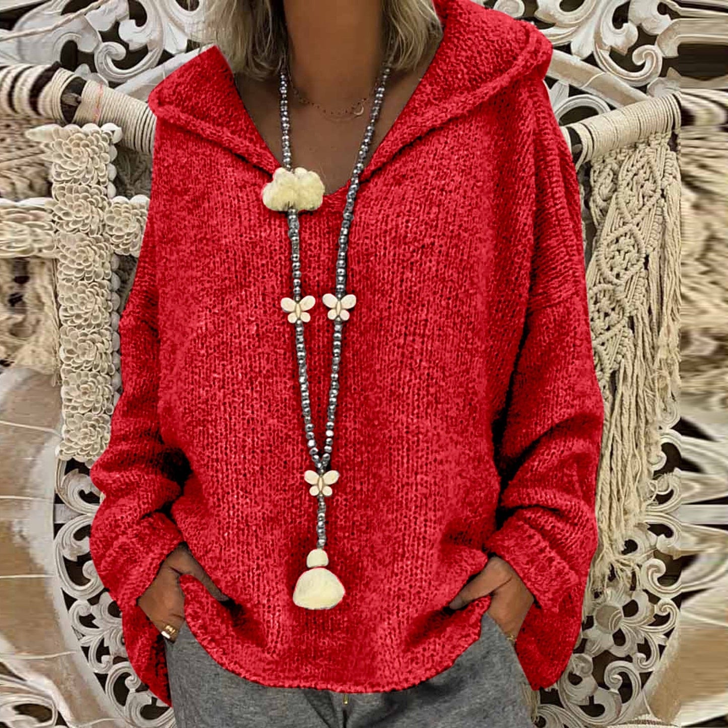 "Valeria" Casual Knit Hoodie