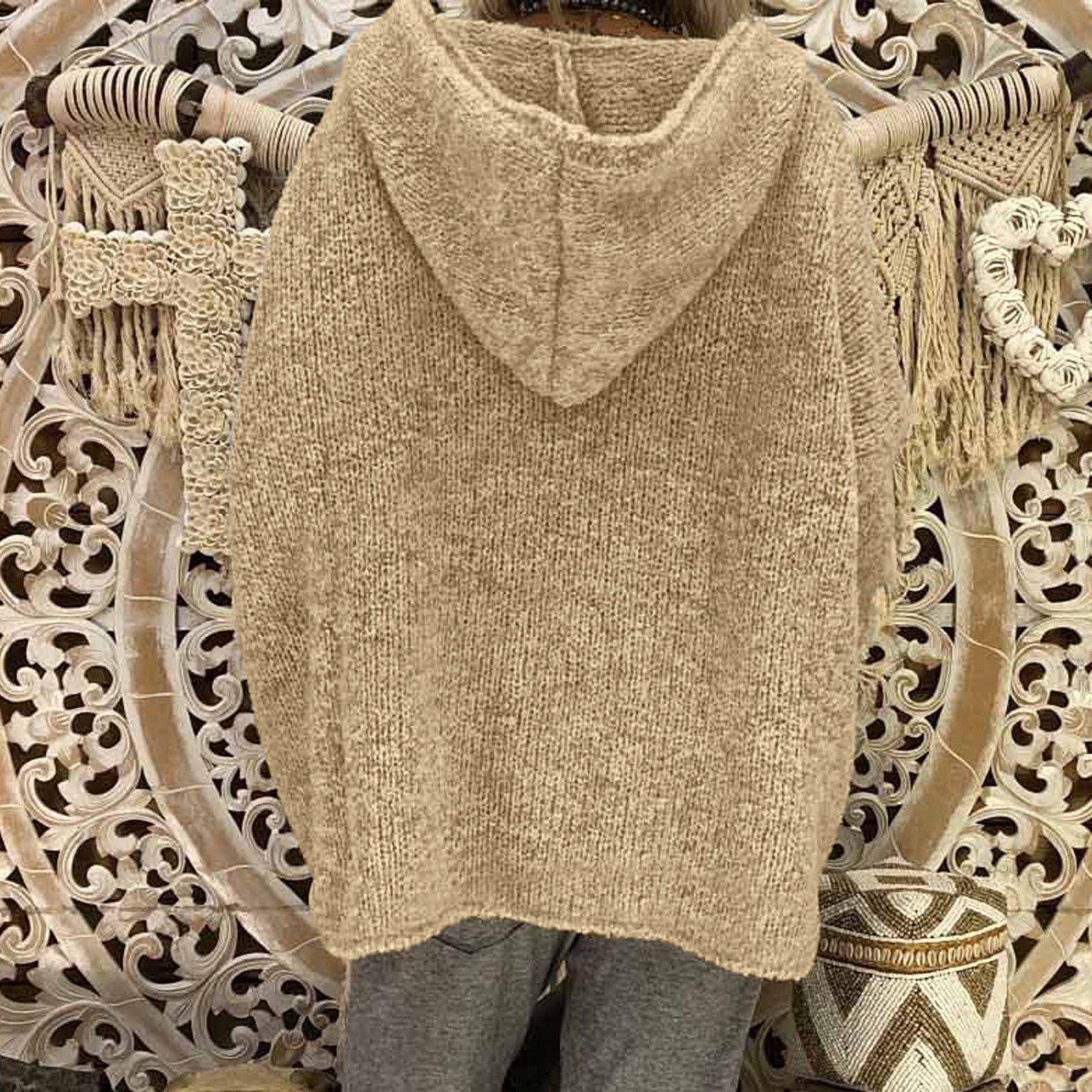 "Valeria" Casual Knit Hoodie