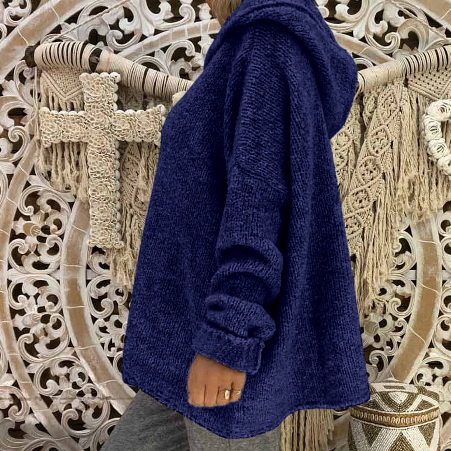 "Valeria" Casual Knit Hoodie