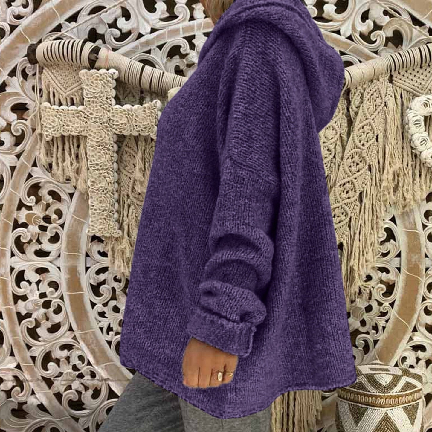 "Valeria" Casual Knit Hoodie
