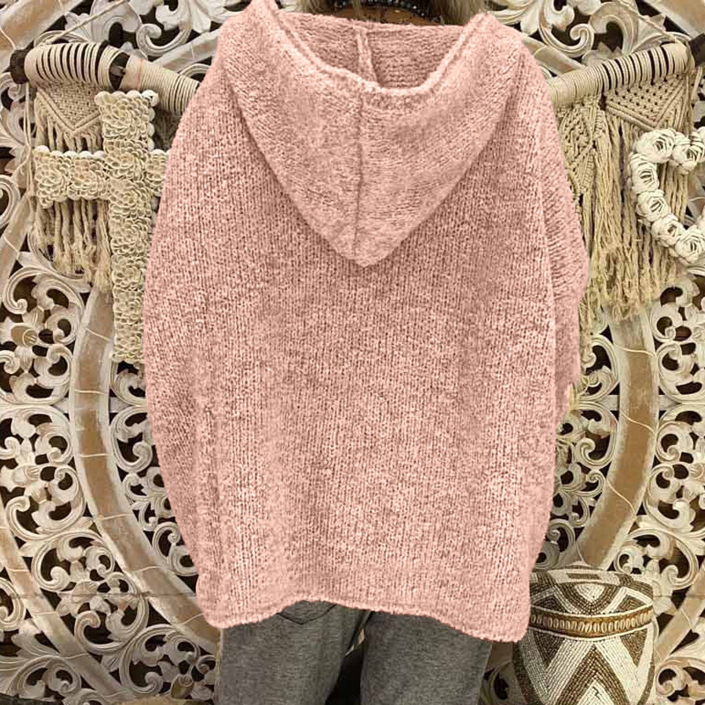 "Valeria" Casual Knit Hoodie