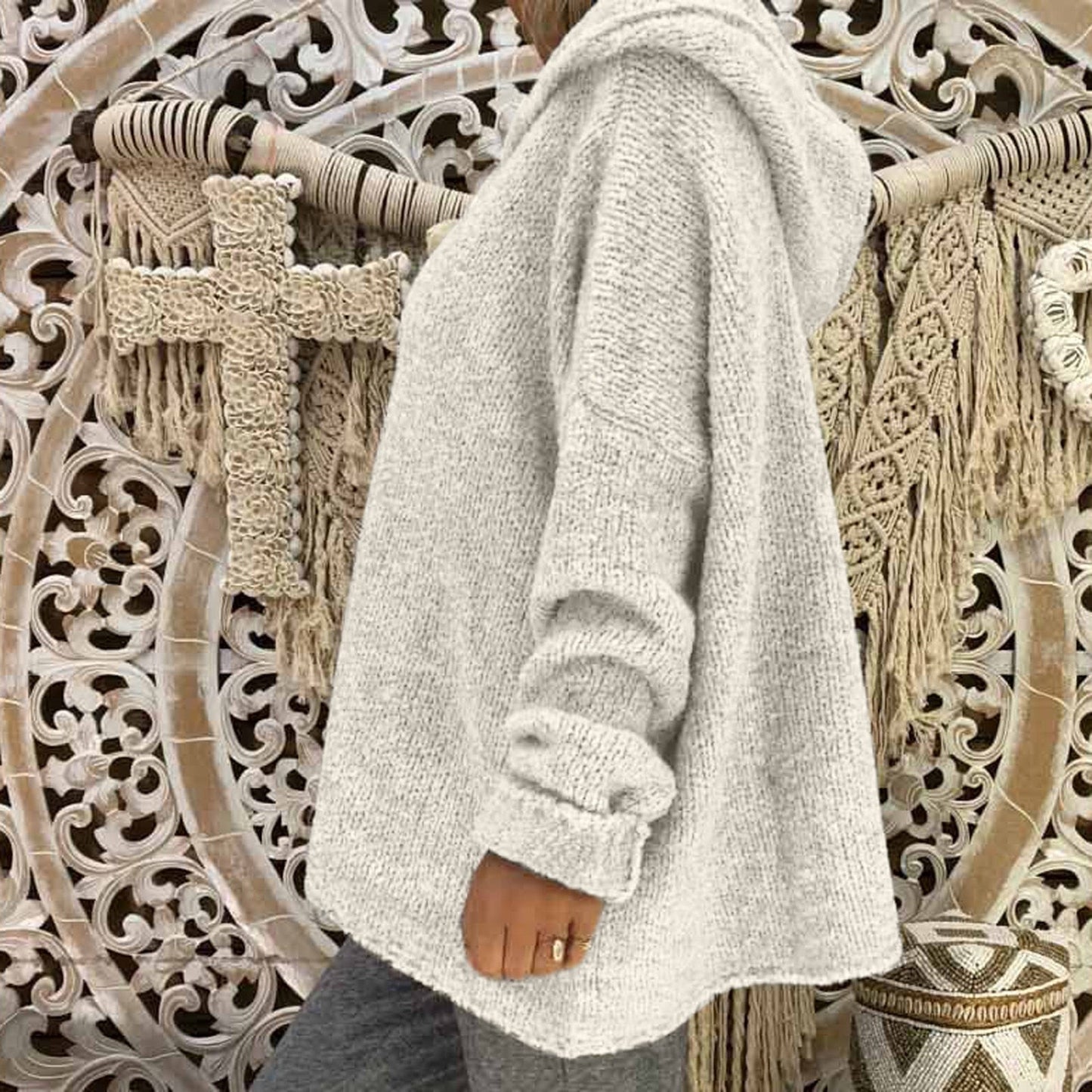 "Valeria" Casual Knit Hoodie