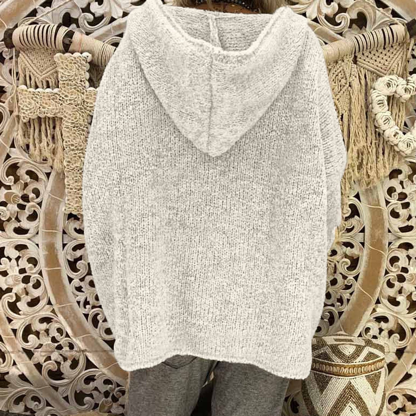 "Valeria" Casual Knit Hoodie