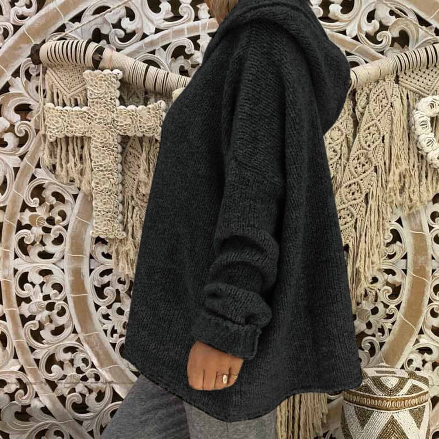 "Valeria" Casual Knit Hoodie