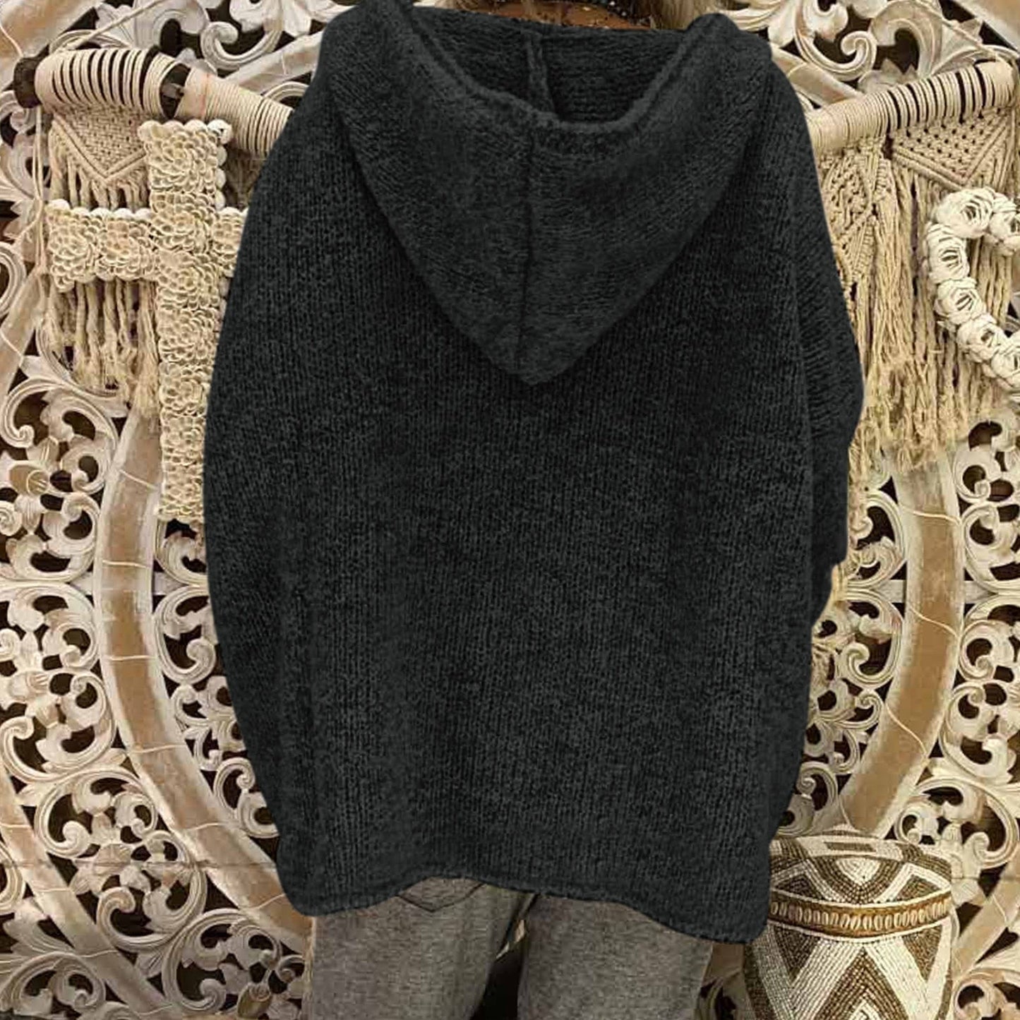 "Valeria" Casual Knit Hoodie