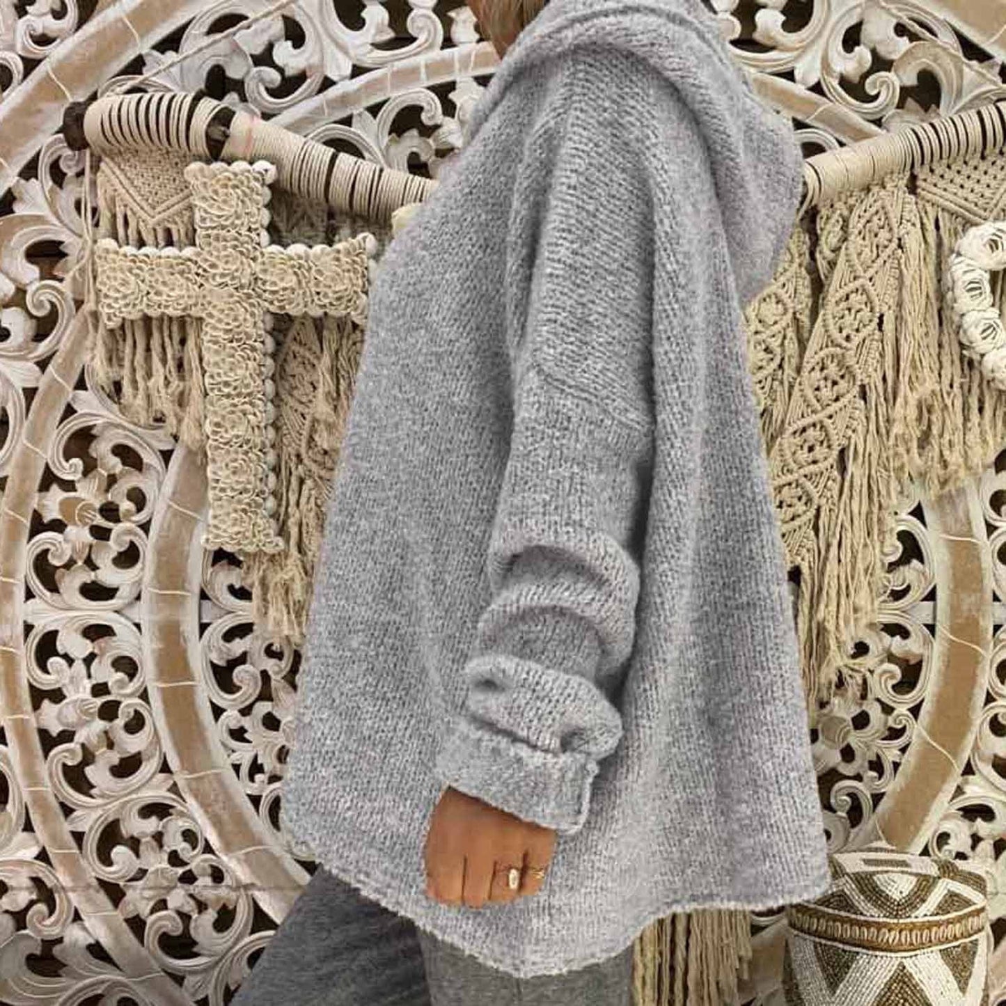"Valeria" Casual Knit Hoodie